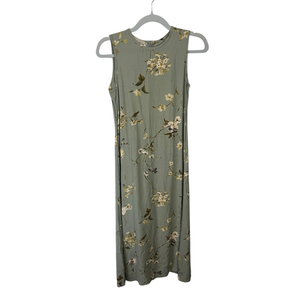 vintage jones new york pale blue lily print sleeveless maxi dress size 6